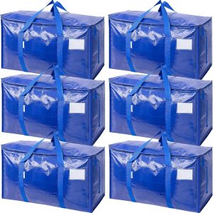 TICONN 6 Pack Extra Large Moving Bags with Zippers & Carrying Handles, Heavy-Duty Storage Tote Moving Boxes for Space Saving